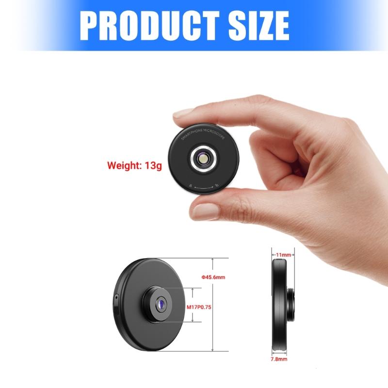 Microscope with LED Fill Lights CPL Filter 100X Digital Microscope Lens Portable Pocket Phone Microscope Lens Attachment