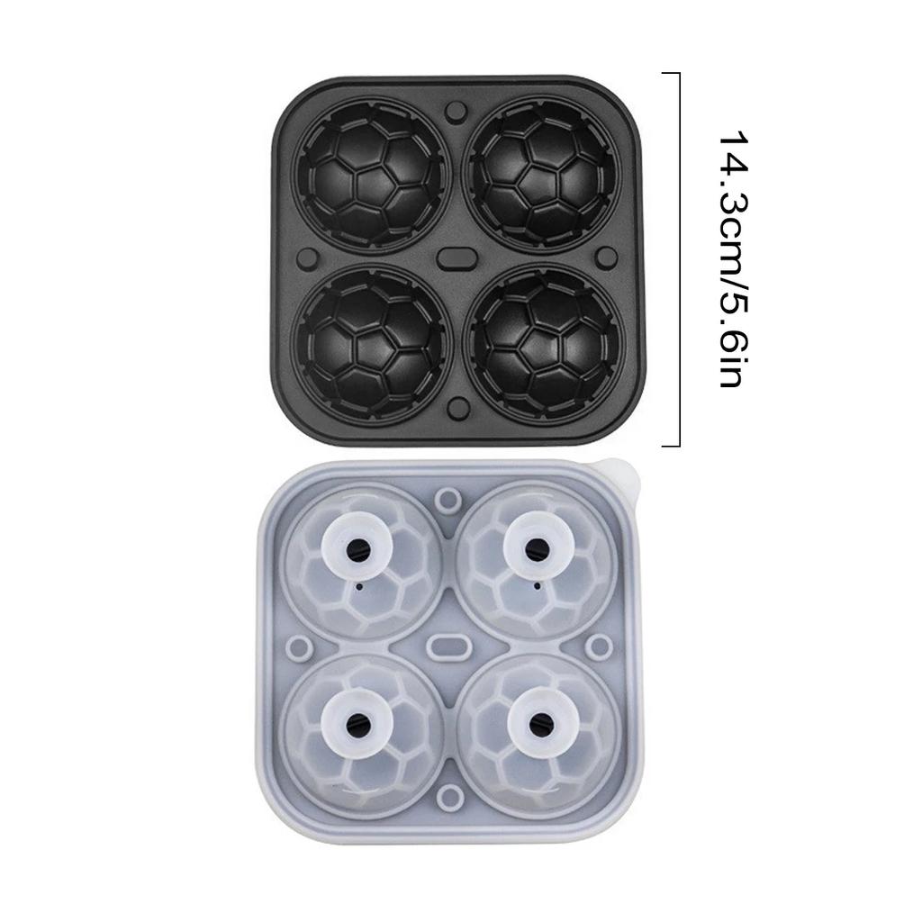 1Pc Soccer Ice Cube Mold,Silicone Sphere Ice Mold Chocolate Mold with Clear Funnel-type Lid,Make 4 Large Ice Balls for Juice