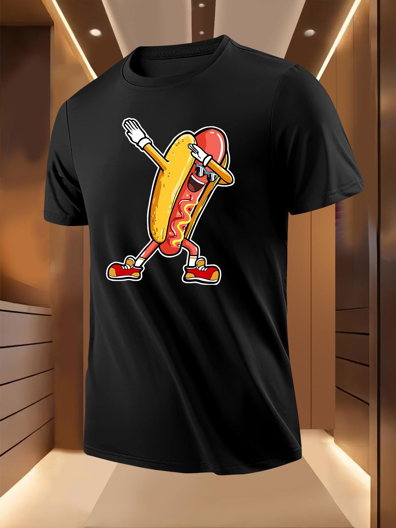 Summer Tshirt with Hot Dog Dance Graphic - Light Yellow S