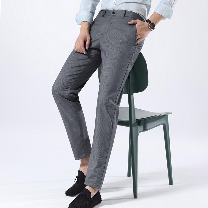 Shanshan Men s Fine Check Straight-Leg Casual Pants 34