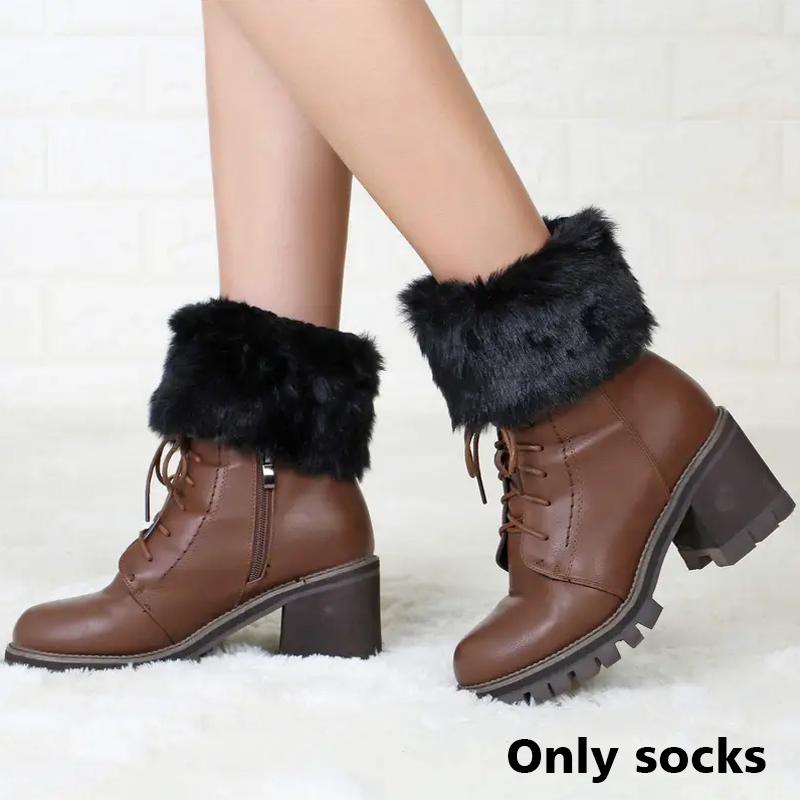1 Paar Winteroutfits Elegante Bekleidungsaccessoires Weiche Textur Beinstulpen Niedliches Plüschdesign Hohe Elastizität Schwarz/Weiß