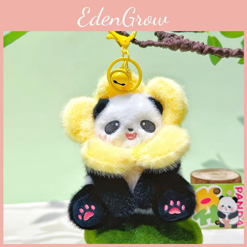 Stuffed Panda Keychain With Flower Head Cover For Teen Gift And Collection