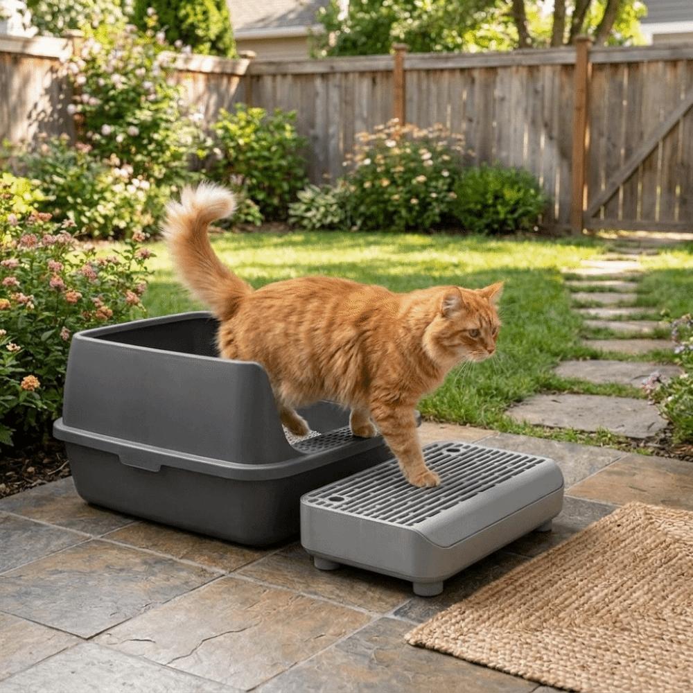 Non Slip Cat Step Filter Pedal Double Layer Cat Litter Ramp Cat Litter Box Step  Easy Cleaning
