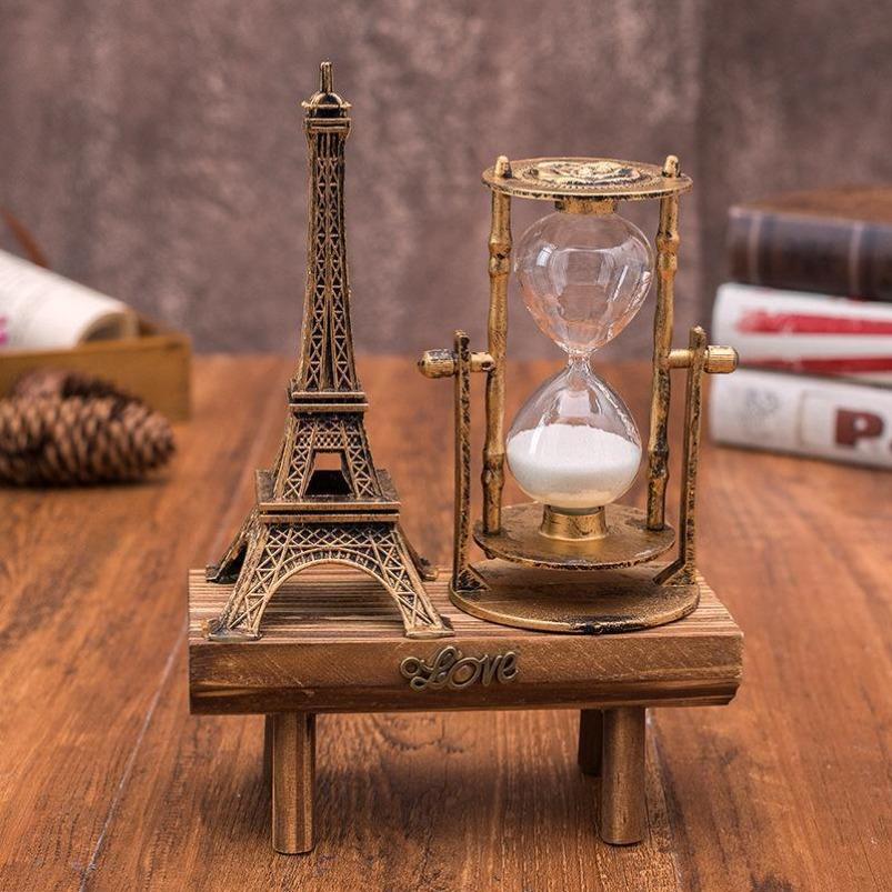 Vintage Metal Hourglass Timer Iron Tower Hourglass Ornaments Sandglass Sand Clock Living Room Ornaments Office Desktop Decor