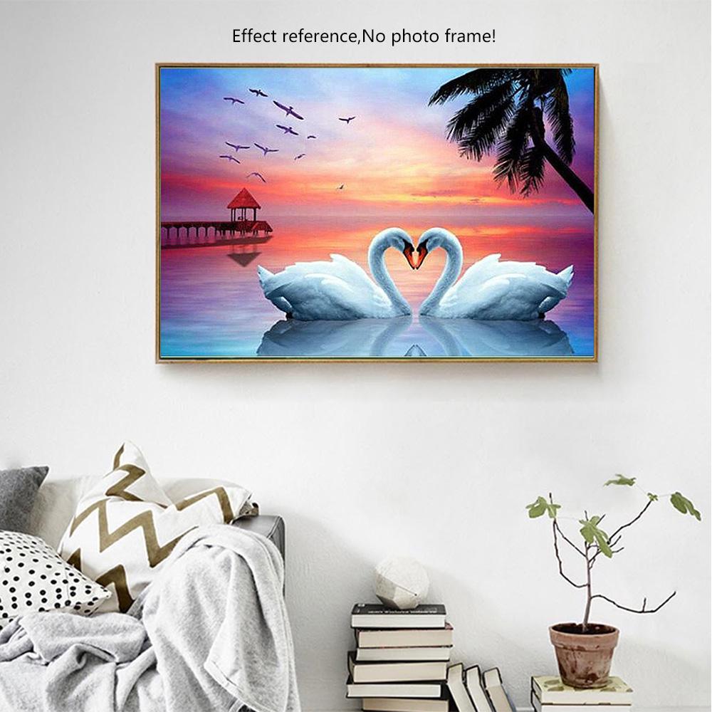 HC 5D Full Square Drill 5D Diy Diamond Swan Embroidery Full Diamond Painting Cross Stitch