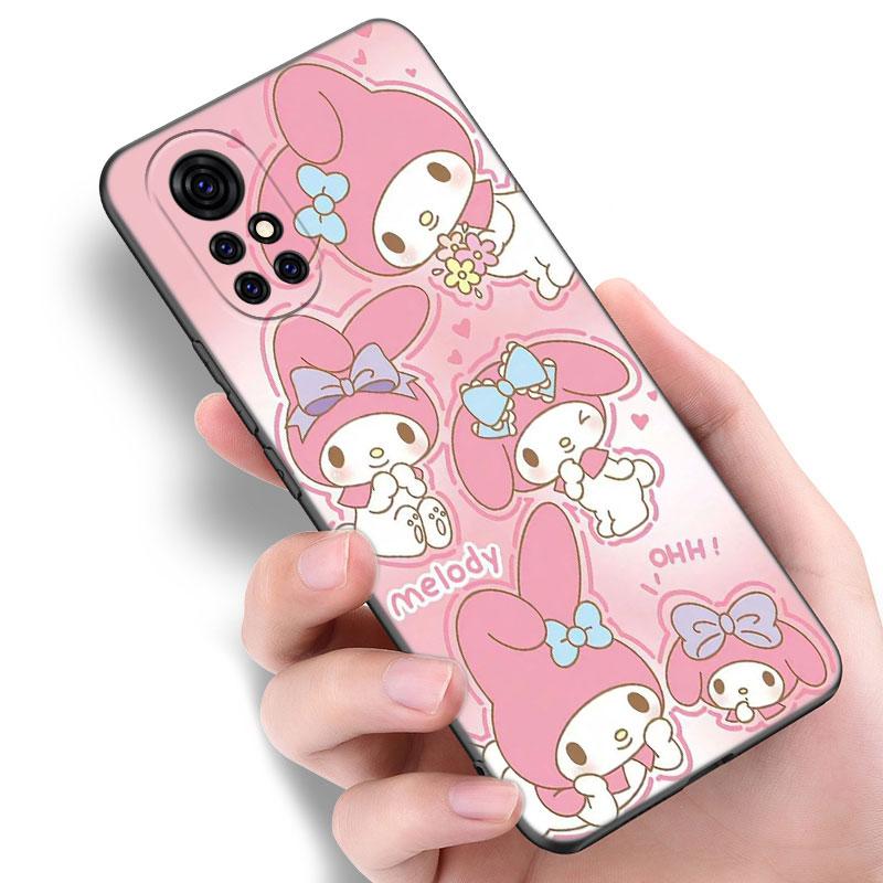 Cute My Melody Black Silicone Phone Case For Huawei Nova 8 9 10 SE 11 Ultra 12 Pro 7i 8i 11i 11E Y70 Plus Y60 Y61 Y71 Y90 Y91