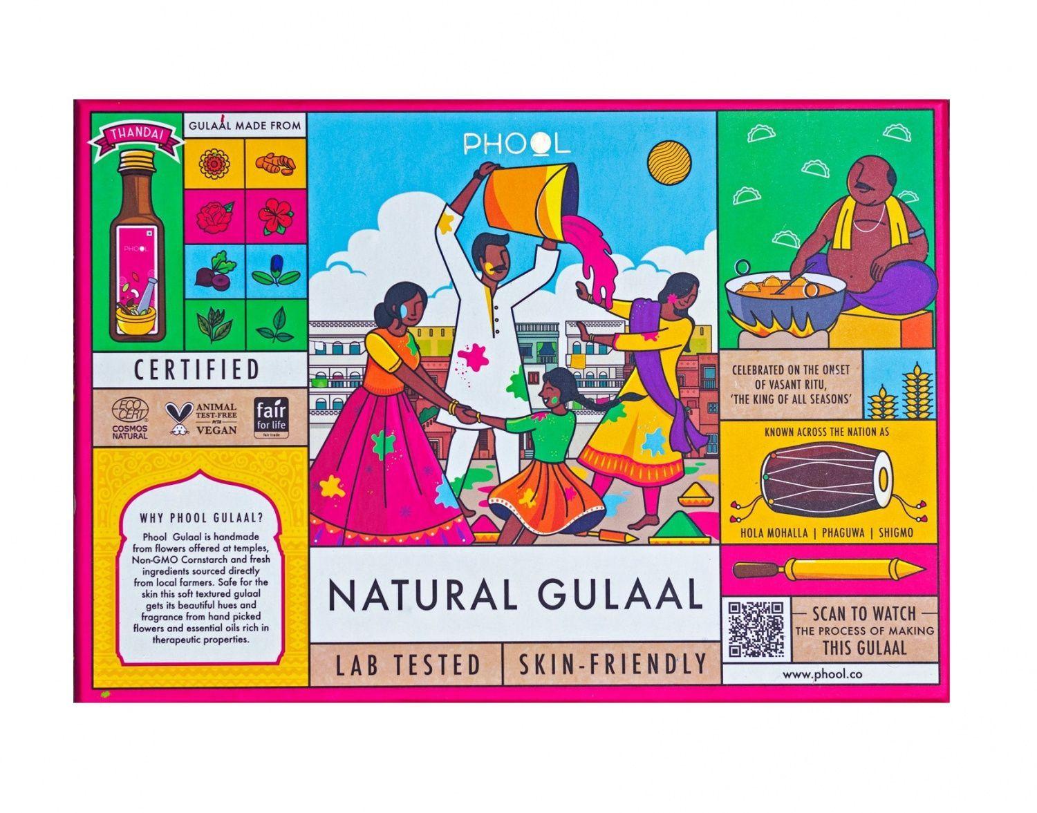 

Набор красок для холи 4 цвета и Тандай (4 Holi Colors + Premium Thandai), Phool