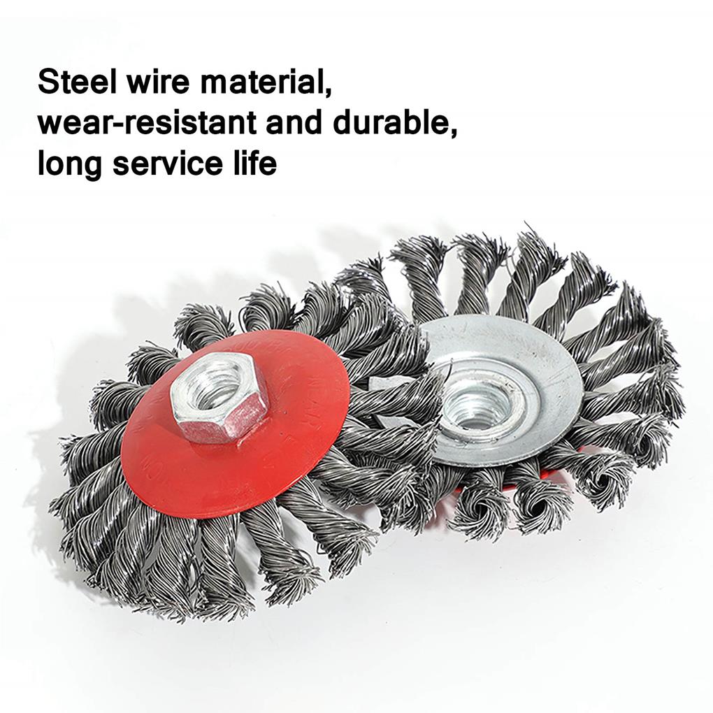 Gezopfte Drahtbürste Gewindeaufnahme Knoten Tragbare Winkelschleifer-Zopfbürsten Rostentfernungswerkzeuge für Außen