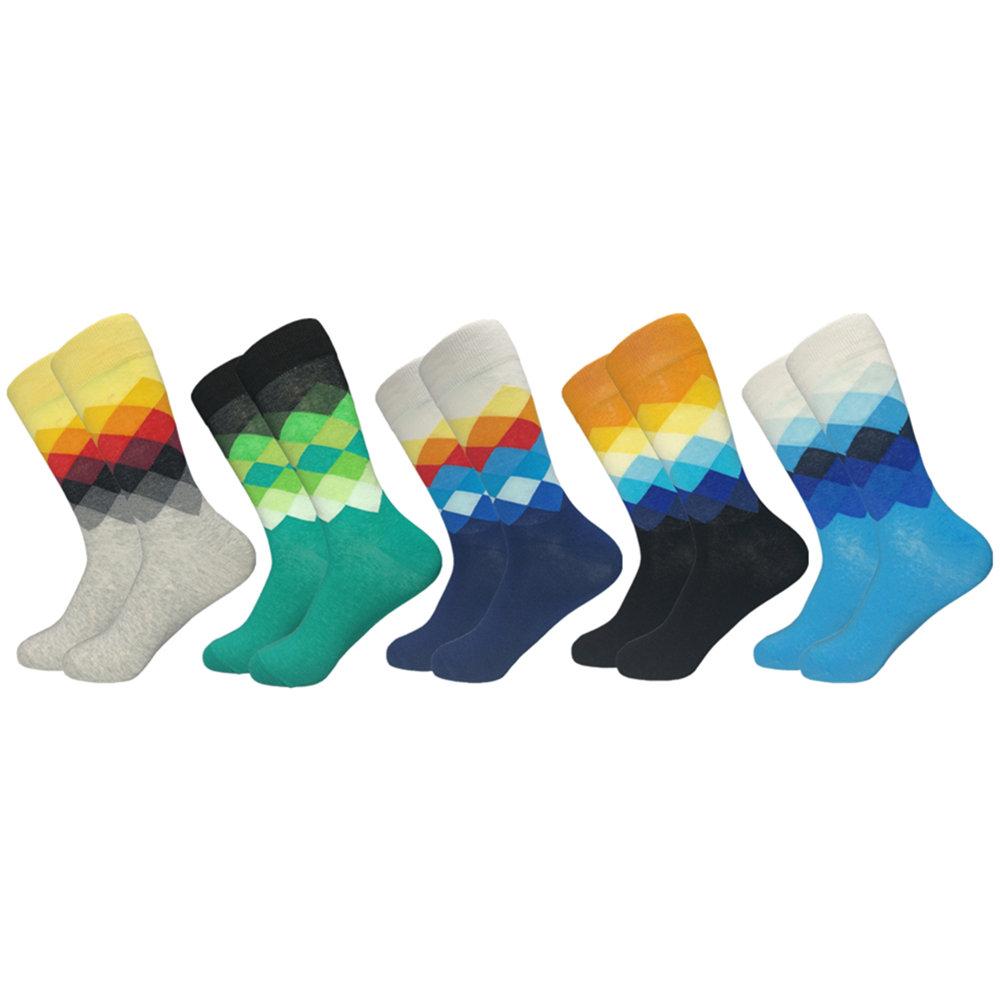 Classic  Men Socks Casual Gentleman High Quality Color Puzzle happy Socks Business Party Dress Cotton Socks for Men