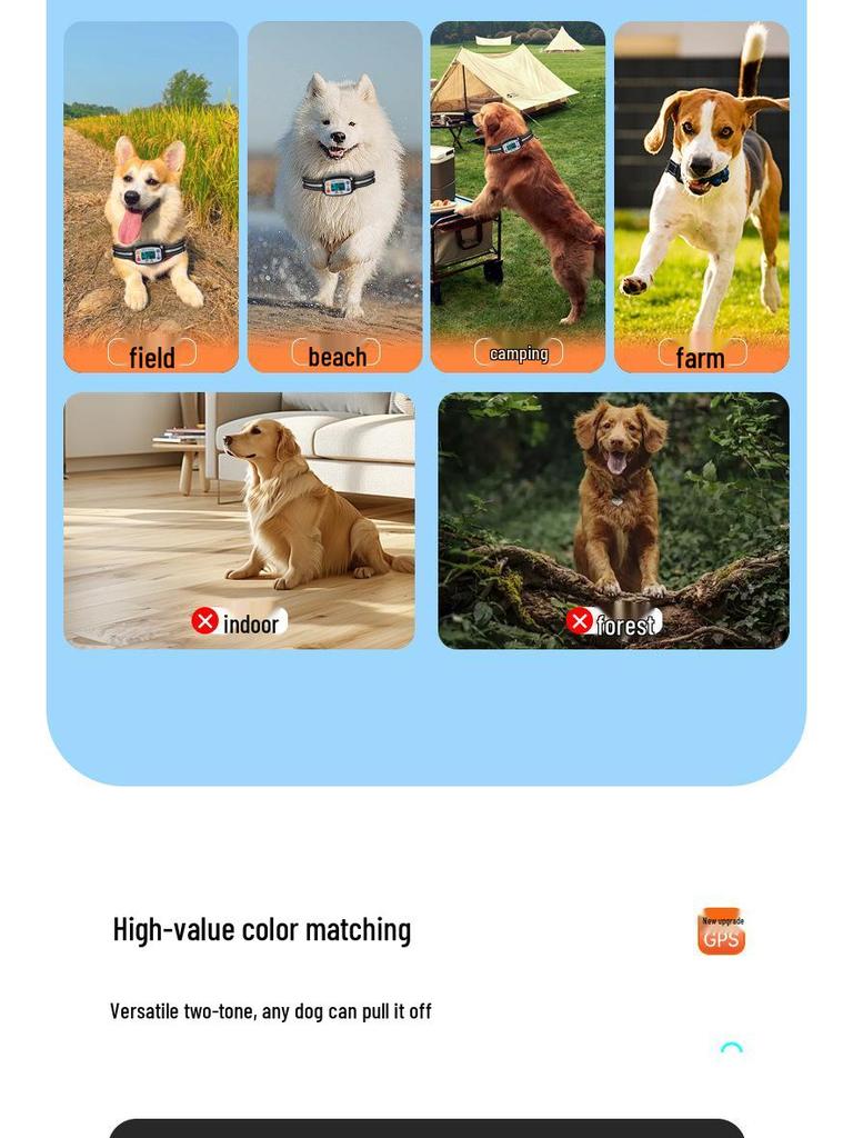 Cross-Border GPS Dog Fence & Training Device - Waterproof Anti-Barking Shock Collar