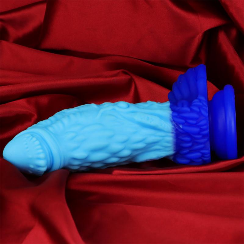 Blue Tyrant Mixed Color Liquid Silicone Big Penis Simulation Fake Penis Female Masturbation Device Anal Plug Adult Products