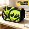 Astuccio Portapenne Doppio Strato Grande, Astuccio Stampato Vivace con Design Stampa Senza Cuciture di Testa di Aliena Divertente, Borsa Portaoggetti alla Moda, Astuccio Portapenne Portatile con
