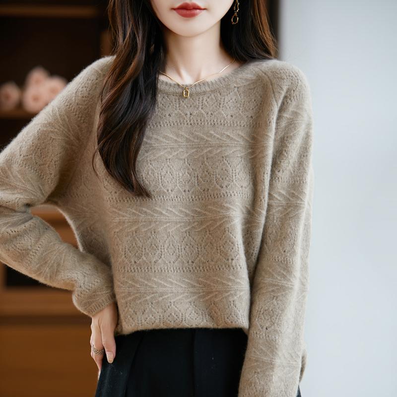 Women's cashmere sweater Qinghe cashmere 30% cashmere 70% wool autumn and winter pullover warm and fashionable
