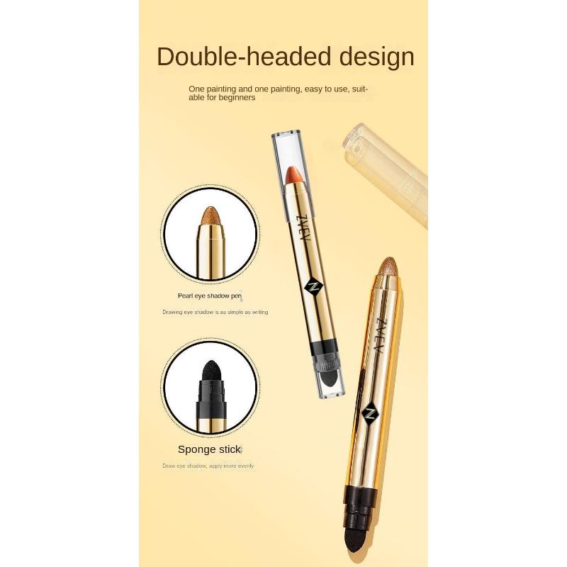 2-in-1 Doppelkopf-Lidschattenstift, Hochlichtstift, Perlglanz-Seidenraupen-Lidschattenstift, langlebig, wasserdicht, helles Pigment, Kosmetik, Anfänger muss