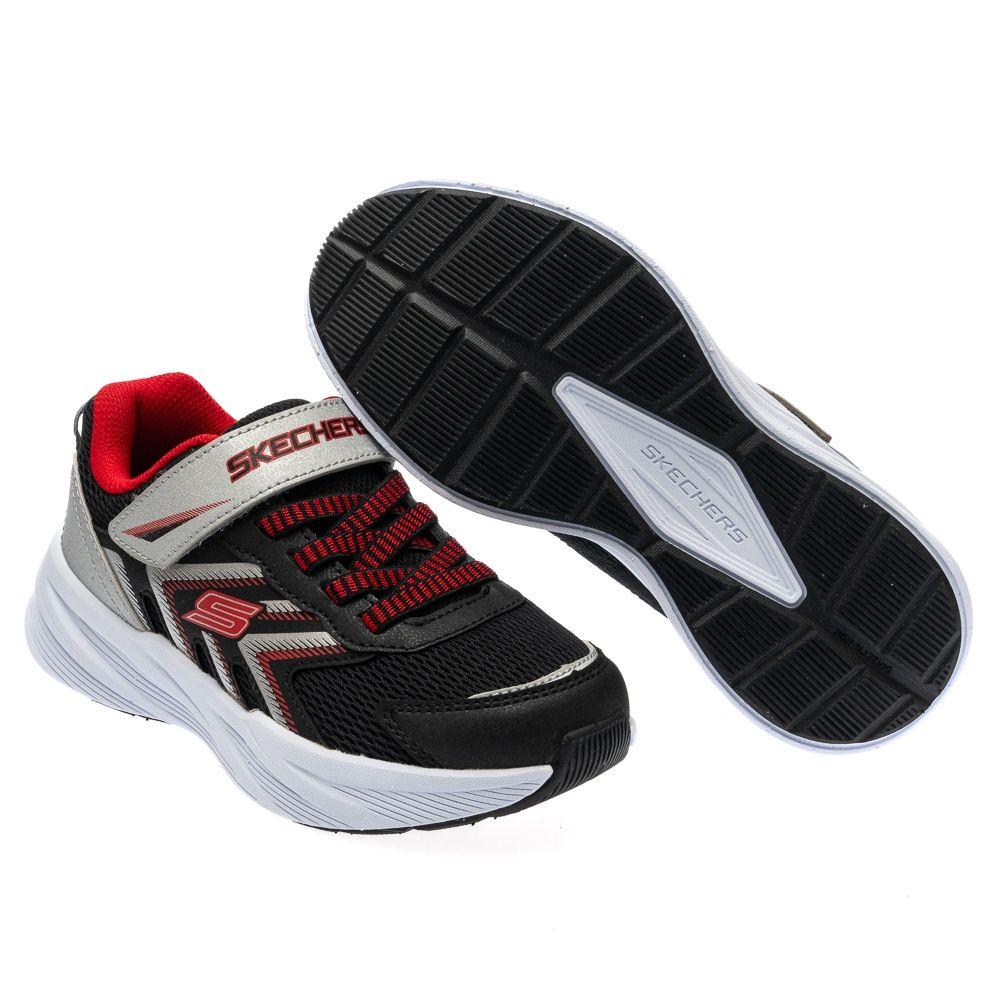 Skechers Kids Microspec Tread Simple Comfortable Fashion Versatile Low Top Running Shoes Kids Sneaker Black 404115L-BKSR