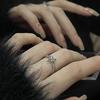 Niche Design Couple Ring Personality Retro Dripping Oil High Sense Retro Cold Wind Open Index Finger Ring Woman