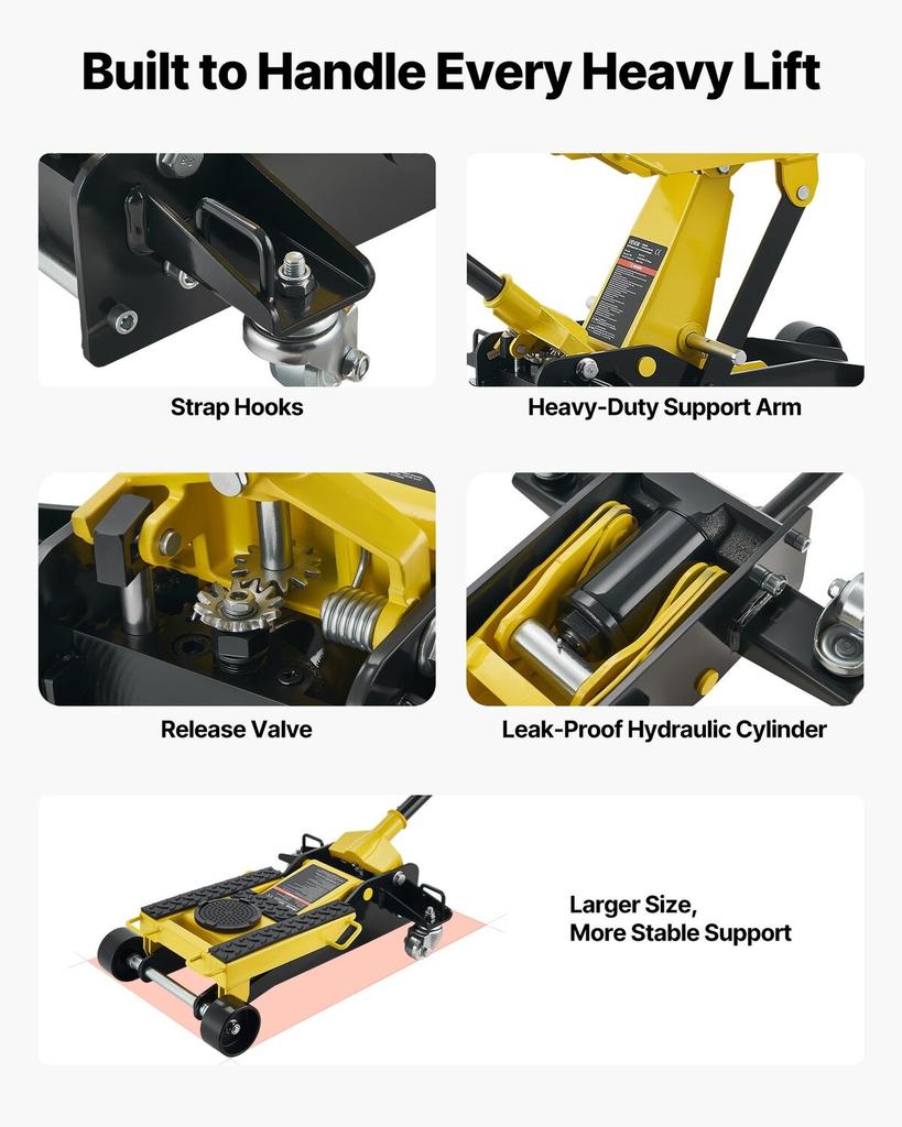 Low Profile Floor Jack, 2 Ton Capacity, Steel Racing Floor Jack with Single Piston Quick Lift Pump & Wheels, Hydraulic Trolley Car Lift for Cars,