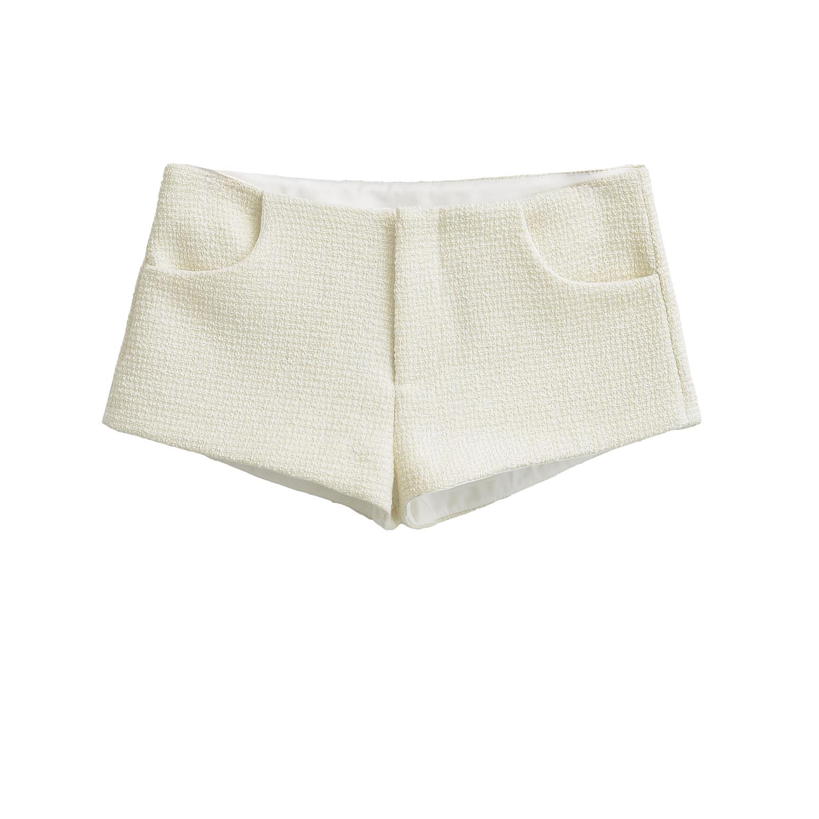 

Твидовые шорты с низкой посадкой и облегающего кроя - 2 цвета, сексуальный летний стиль Large белый