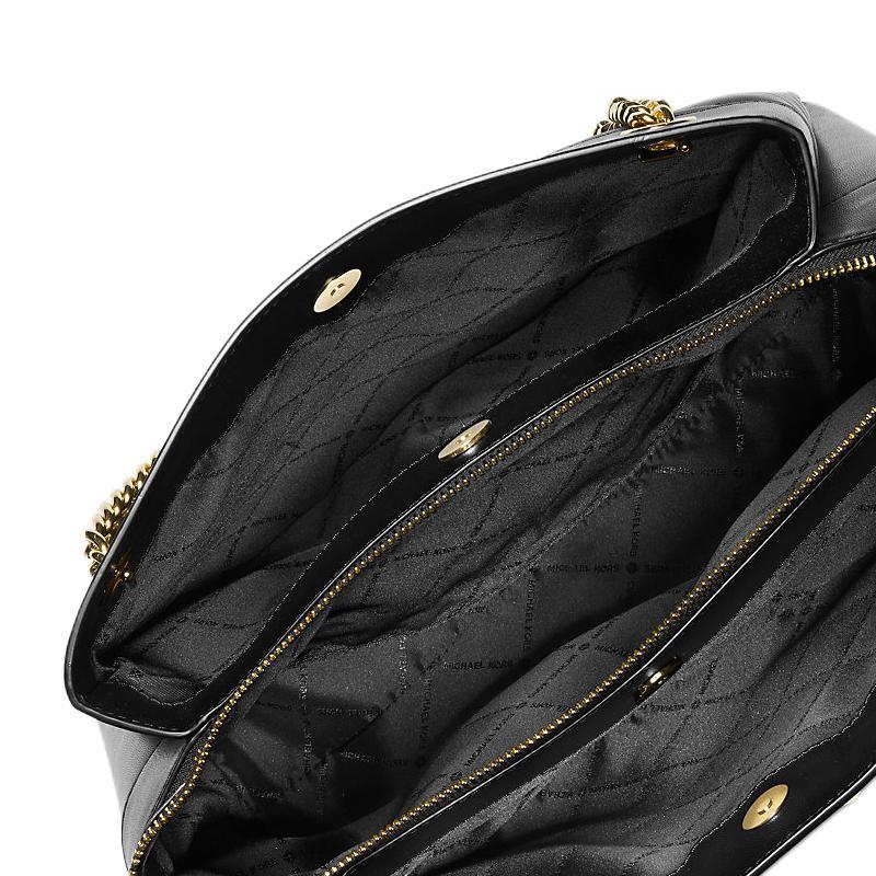 Michael Kors MK Whitney Borsa a Tote in PU con Logo Metallico Media Borse da Donna Nera 35R4GWHT6U-BLACK