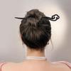 Vintage Ebony Wood Hairpin: Auspicious Clouds Design for Elegant Updos