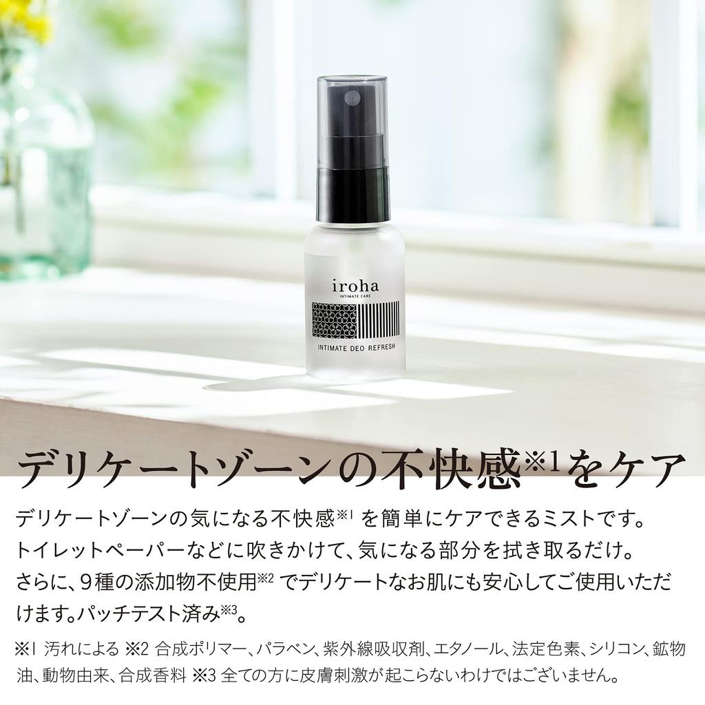 Iroha Intimate Deo Refresh Wiping Mist for Delicate Zones Orange Peel and Chamomile Scent Colorless 1 Piece