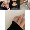 Unique Korean Style Smiley Face Geometric Open Adjustable Ring For Women Fashion