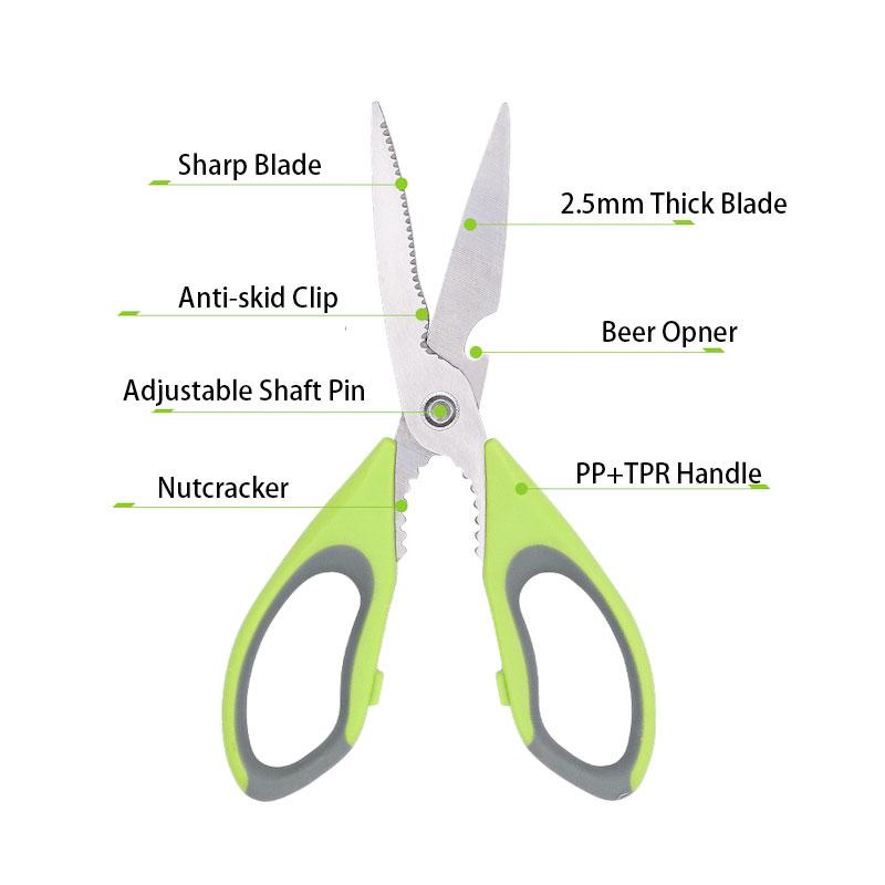 Stal Nierdzewna Ostre Ostrze Klipsy do Koreańskiego Grilla Domowe Wielofunkcyjne Nożyce Kuchenne z Dziadkiem do Orzechów Otwieraczem do Piwa