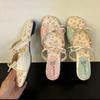 Fashion New Style Summer Women Butterfly-knot Print Slippers Concise Open Toe Flats Slide Ladies Outdoor Dress Sandals Zapatos Mujer