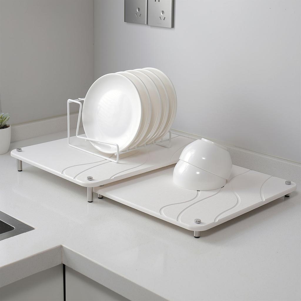 2 Pcs Stone Drying Mat   Absorbent Quick Drying Stone for Kitchen Counter with Non Slip Feet