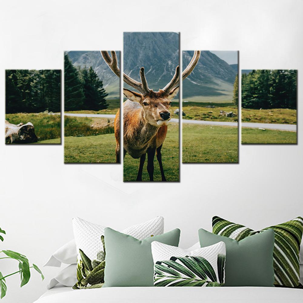 Modern Reindeer Nature Scenery Wall Art Canvas Set Bedroom Decorative Picture Modular Canvas Painting Home Decor Accessories