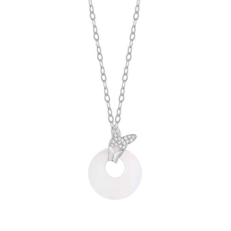 New Chalcedony Safety Buckle Necklace Girls Butterfly Princess Buckle Pendant Premium Clavicle Chain