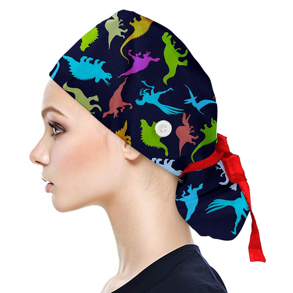 Casquette de gommage avec boutons imprimés, chapeau bouffant pour femmes et hommes
