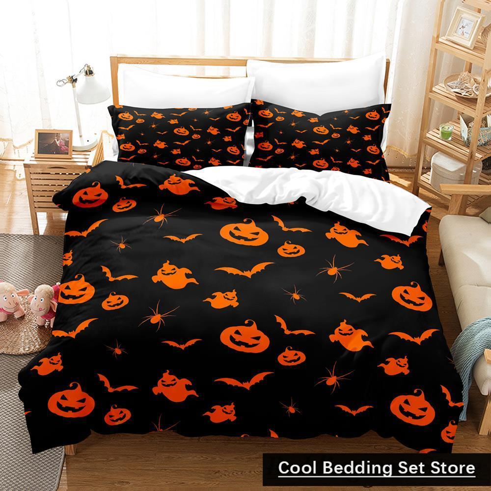 New Halloween Flying Vampire Bedding Set Single Twin Full Queen King Size Bed Set Adult Kid Bedroom Duvetcover Sets Anime Bat