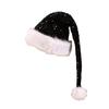 Long Sequin Christmas Hat Solid Color Santa Claus Hat Fashion Xmas Cap  New Year