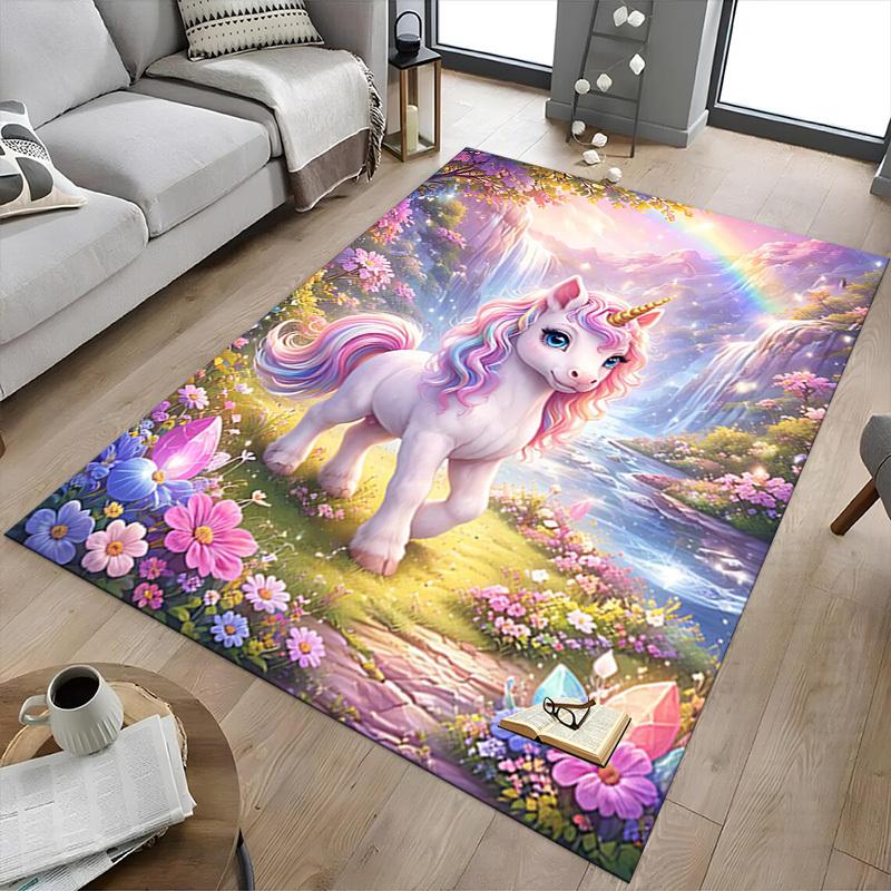 1PC Unicorn Fantasy Non-Slip Floor Carpet Compatible for Office&Living Room&Bedroom&Dining room - Flat - Weave Machine-S0363