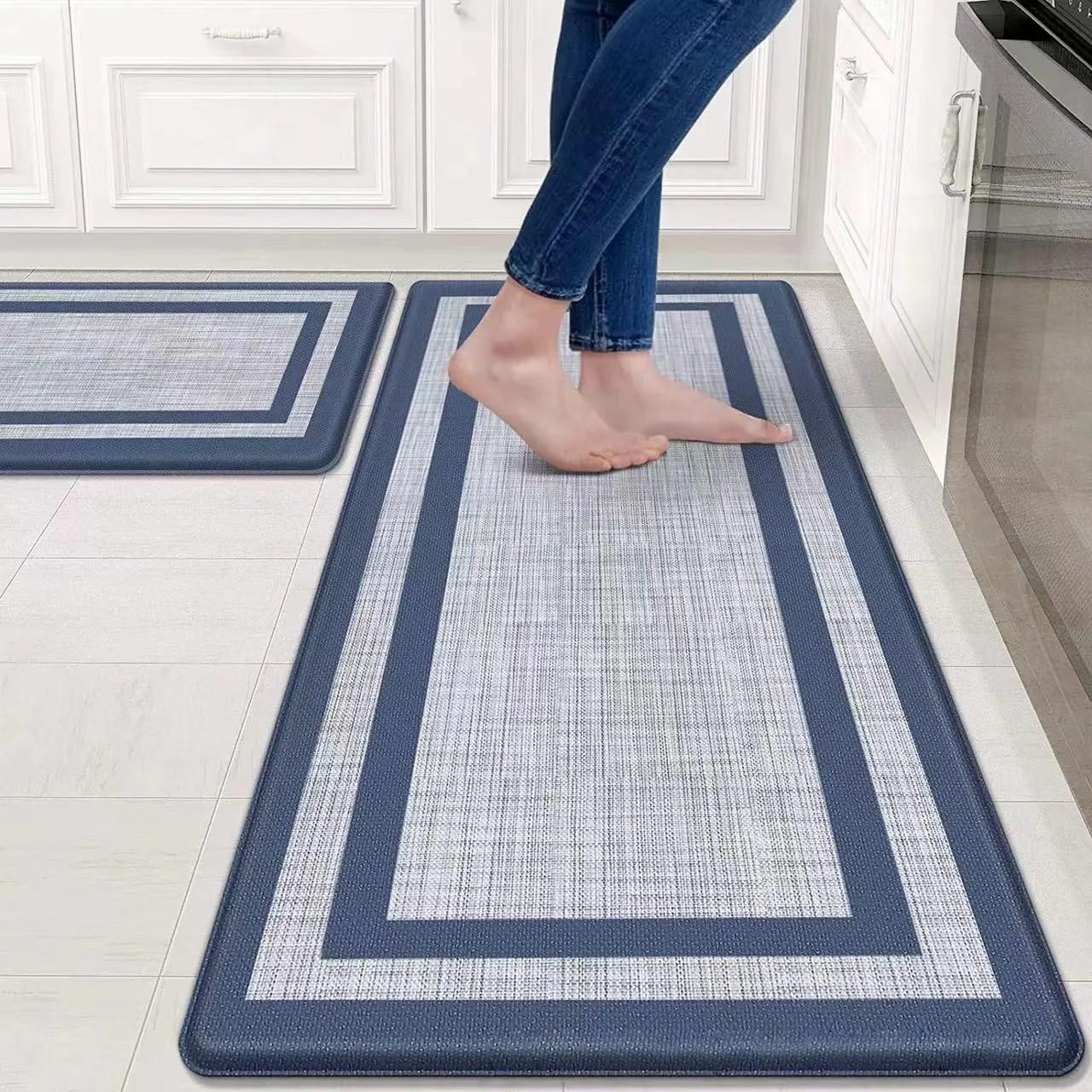 

45x75cm PVC Anti-fatigue Anti-slip Floor Mat Kitchen Bathroom Bedroom Floor Mat Blue