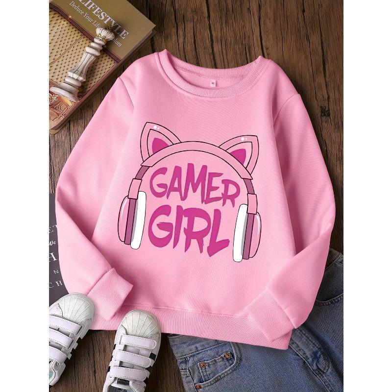 European sizes Kids' Fashion Round Neck Sweatshirt, Casual Printed Top