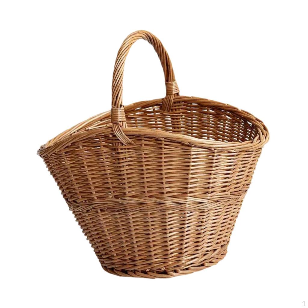 Wicker Picnic Basket Flower Organizer Countryside Rustic Hand Woven Storage for
