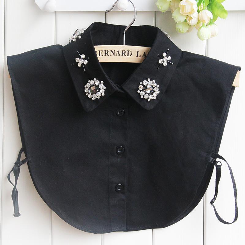 22 Styles White/Black Women Fake Collar Shinny Beaded Detachable Collars Half Shirt Blouse Sweater False Collars Female Faux Col