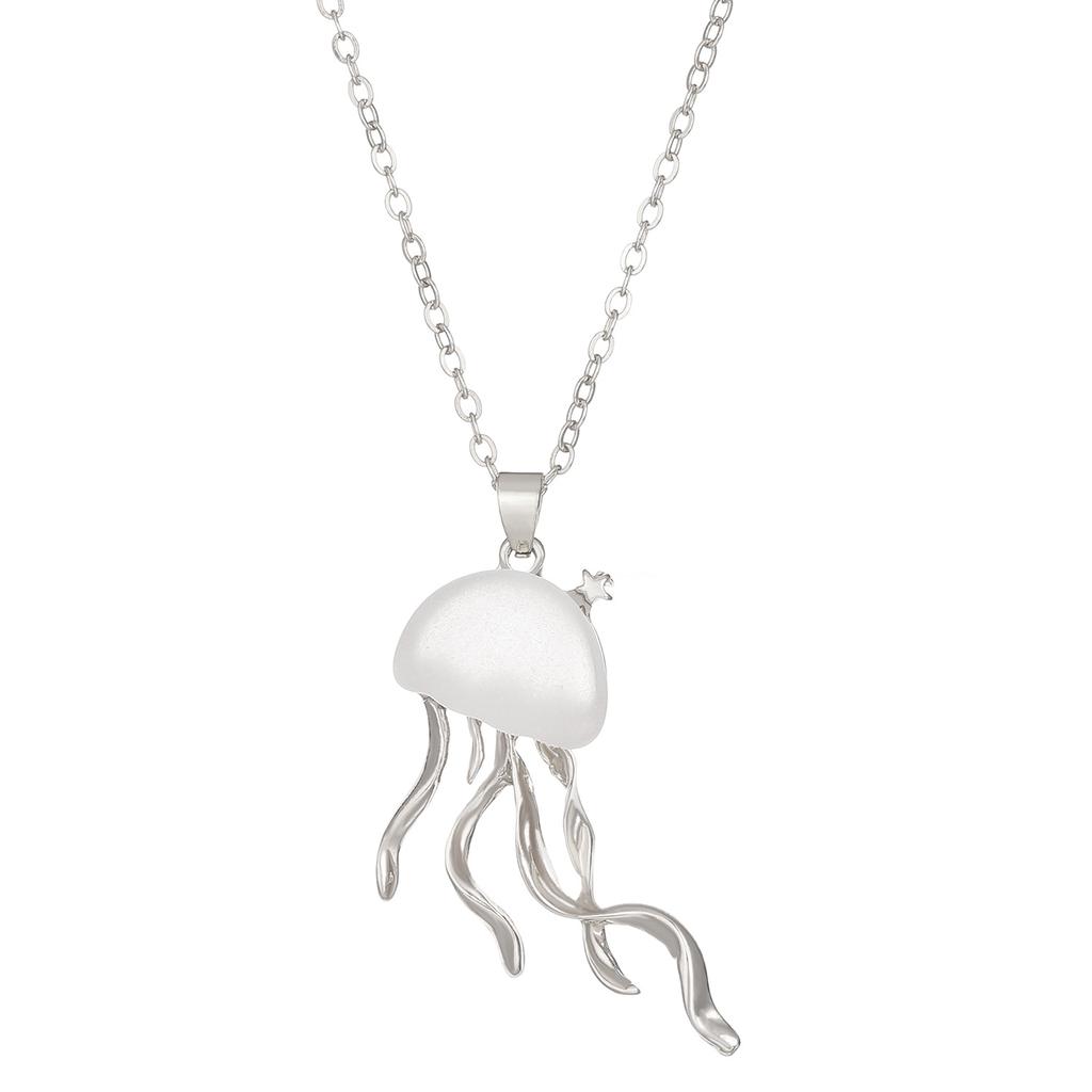 New alloy jellyfish fringed necklace women's ins niche sweet cool babes collarbone chain jewelry accessories