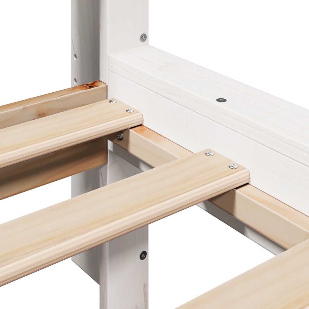 Solid Wood Bed with Shelf Without Mattress White 75x190 cm Pine