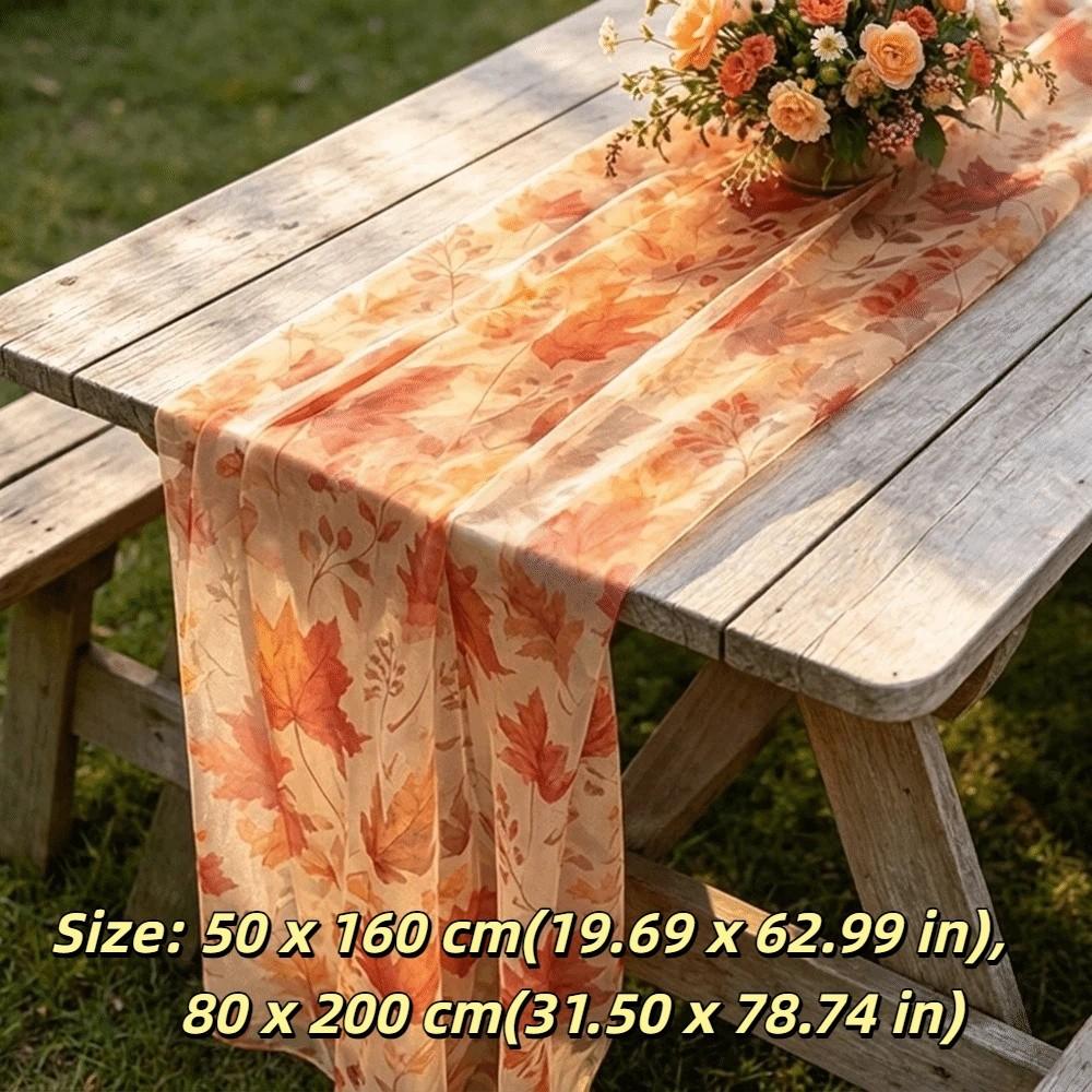 Tulle Fall Table Decor Sheer Table Flag Chair Decoration Thanksgiving Tablecloth Home Party