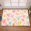 Cute Rainbow Colorful Heart Door Mat Non Slip Indoor Entrance Rug Multi Color Love Heart Pattern Doormat for Bedroom