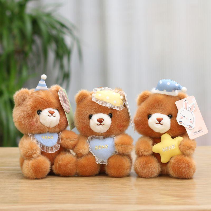 Cute Plush Teddy Bear Keychain Sleeping Bear Pendant Bag Charm Desktop Ornament Doll