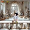 Mocsicka Christmas Background Photography Xmas Tree Winter Snow Home Window Gifts Decoration Baby Shooting Backdrop Photo Studio