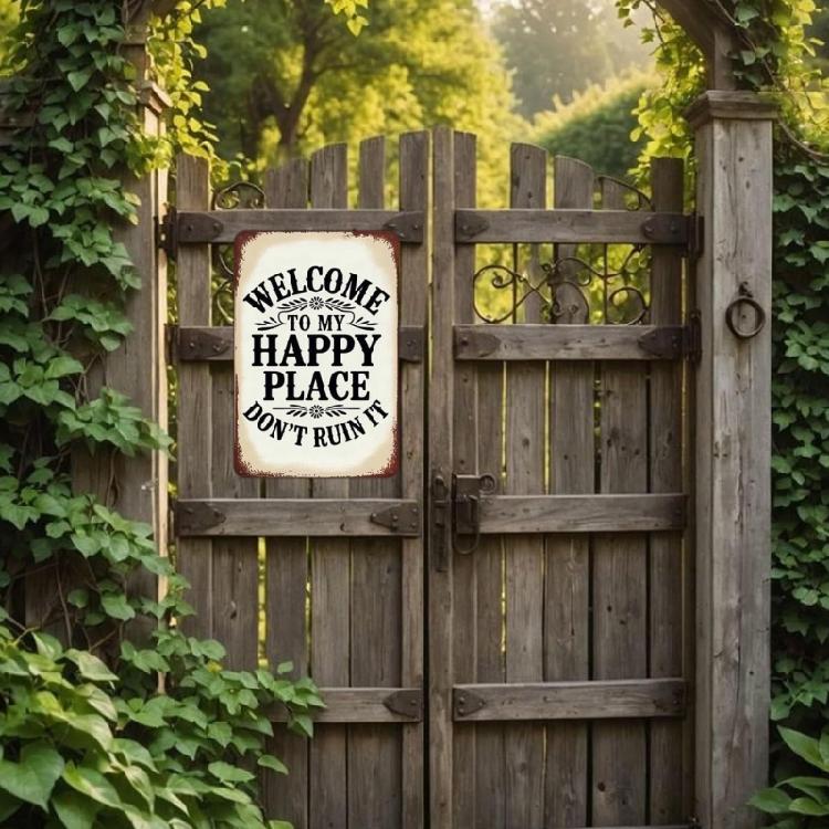 Welcome My Happy Place Don't Ruin It Signs Retro Wall Plaque Decorations Welcome Signs for Outdoor Indoor Decors