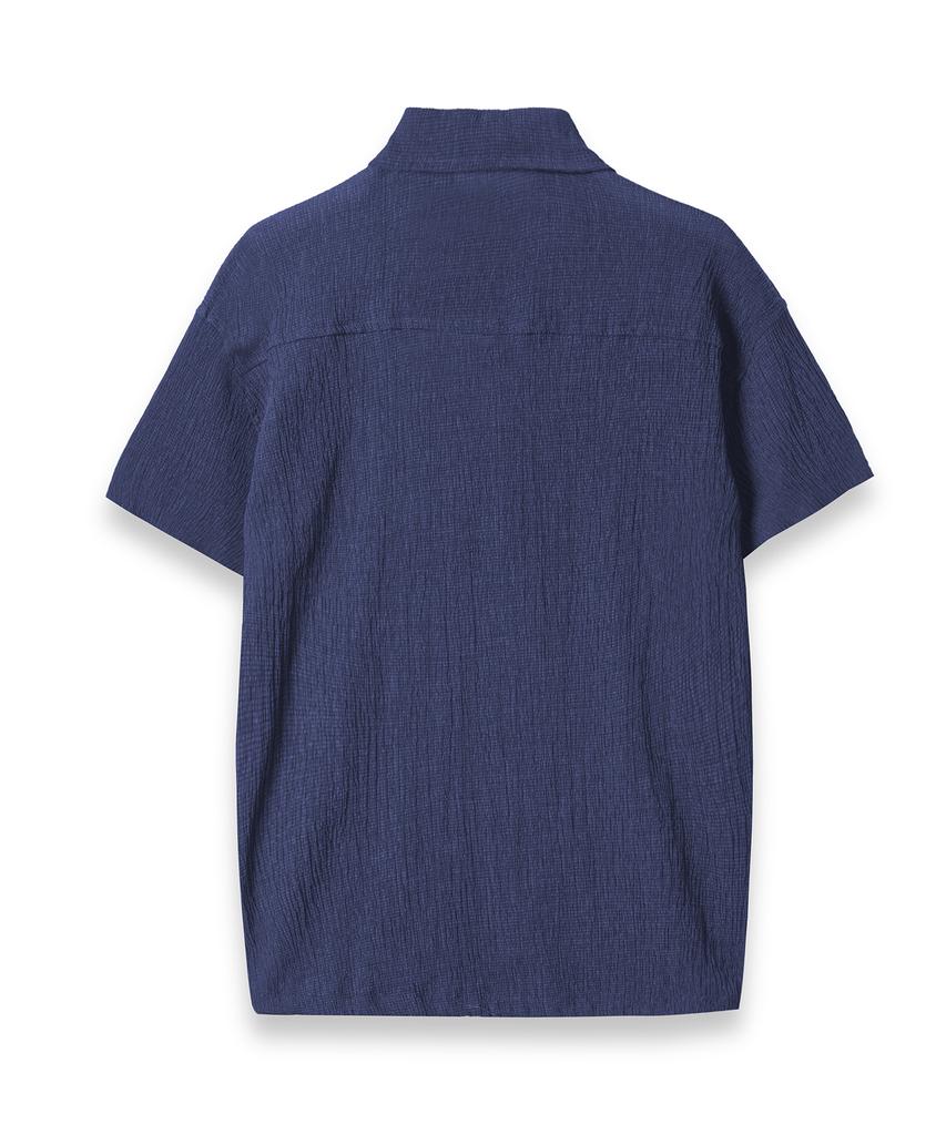 CONNECT KINLOCH Wish & Wear Seersucker Polo Shirt (Blue)