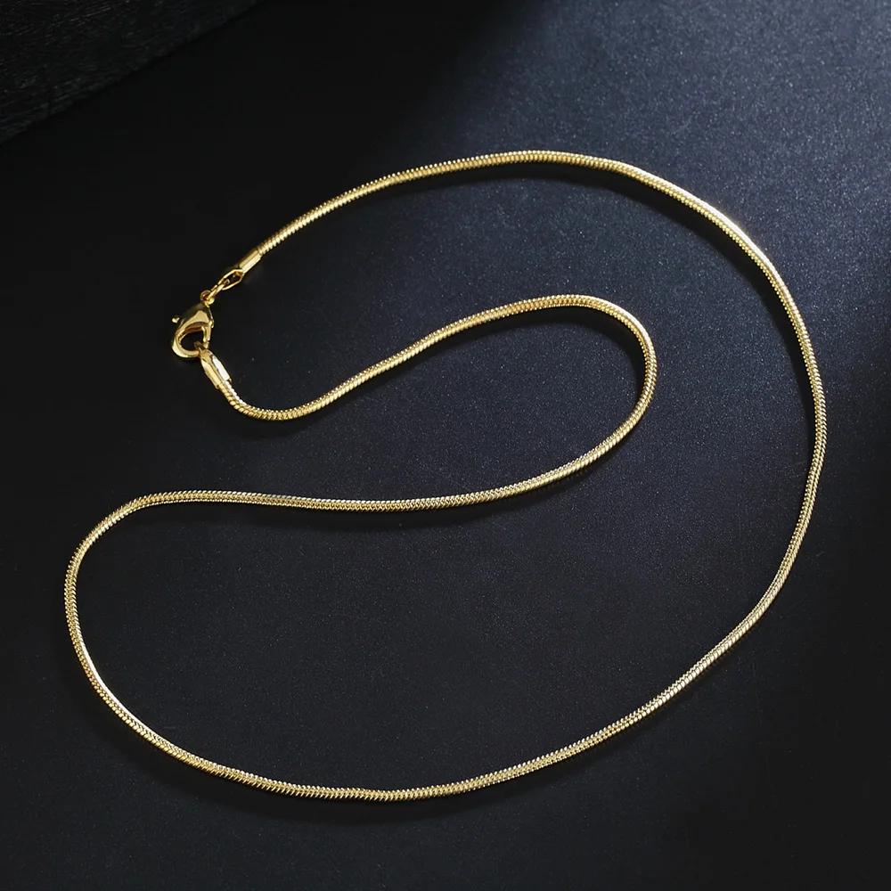 New 925 Sterling Silver 1mm Snake Chain 18k Gold Color Necklaces 16-30 Inches Women Men Jewelry