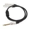 1 4 Inch Stereo Splitter Y Cable Aluminum Alloy Shell 6.35mm Mono Male Plug To Dual 6.35mm Female Jack Cable 19.7in