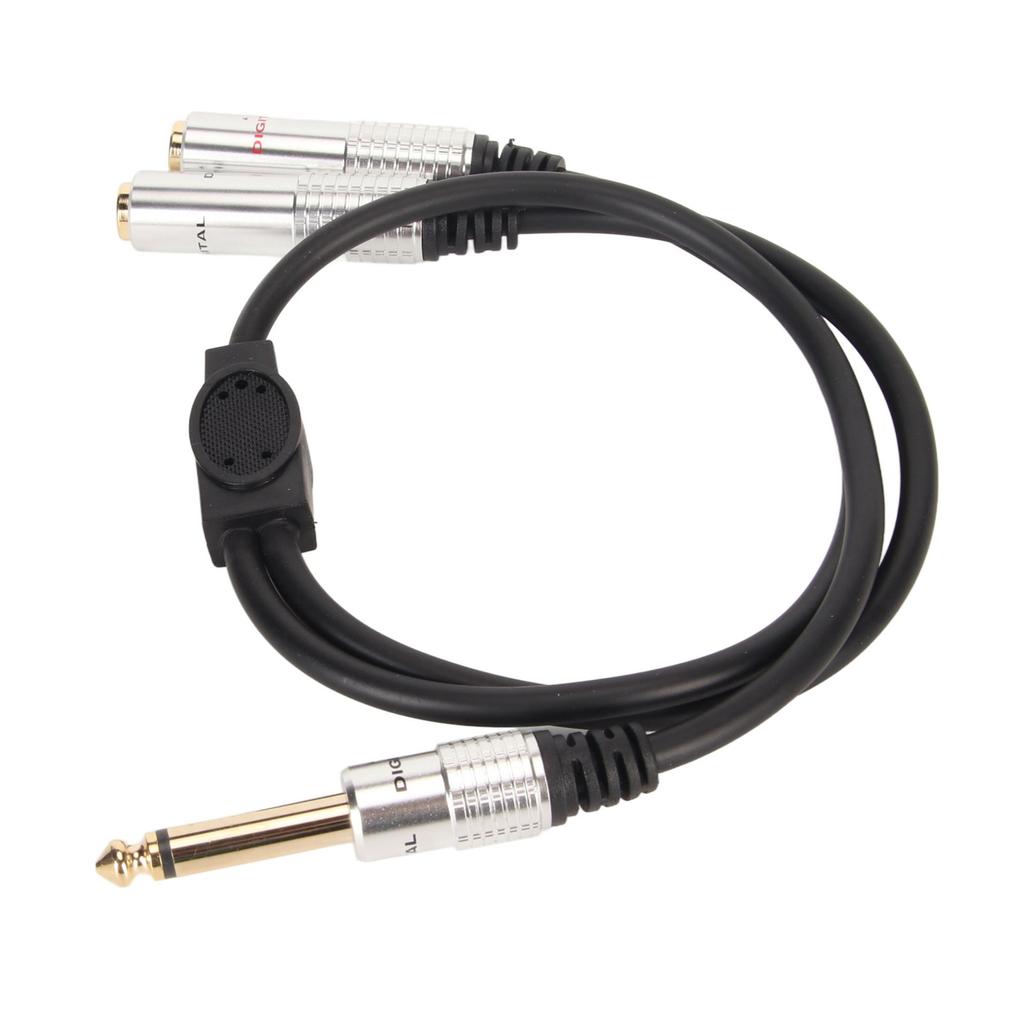 1 4 Inch Stereo Splitter Y Cable Aluminum Alloy Shell 6.35mm Mono Male Plug to Dual 6.35mm Female Jack Cable 19.7in